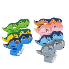 Chenkai 10 шт силиконовый тираннозавр рекс Прорезыватель сенсорный жевательный успокоитель DIY детское ожерелье кулон прорезывание зубов игрушки 2024 - купить недорого