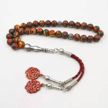 Pulseira malachita tasbih 33, bracelete de contas de oração especial acessórios muçulmano eid ramafan gfit, joias de alta qualidade 2024 - compre barato