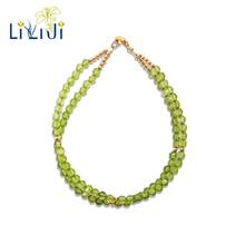 LiiJi UniqueNatural Stone Green Peridot 925 Sterling Silver Gold Color/Goldfilled Bracelet 2024 - buy cheap