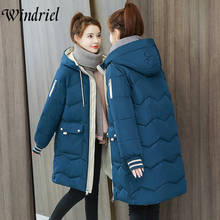 Длинное зимнее пальто для женщин с капюшоном, Толстая Теплая стеганая одежда, зимняя одежда, теплые женские куртки размера плюс 3XL, ватные пальто для женщин, Windriel 2024 - купить недорого