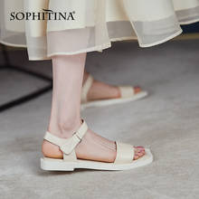 SOPHITINA-Sandalias concisas con Velcro para mujer, zapatos de suela suave de Color sólido, punta cuadrada, Punta abierta, de verano, AO632 2024 - compra barato