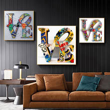 Abstrato moderno graffiti amor wordart pintura em tela aquarela cartaz e cópias da arte parede imagens para sala de estar decoração 2024 - compre barato