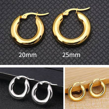 metal hoop loop earrings piercing charms circle round silvercolor stainless steel earrings titanium hoops punk bricos 2024 - buy cheap