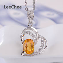 Leechee 100% natural citrine pendant foe women 5*7mm yellow gemstone necklace for office lady fashion jewelry real 925 silver 2024 - buy cheap