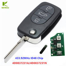 KEYECU-llave remota de repuesto, mando a distancia de 3 botones de 433,92 MHZ con unidad de extremo de Chip ID48 4D0837231A/4D0837231N para AUDI A3 A4 A6 A8 TT RS4 2024 - compra barato