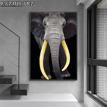 Pintura de tela de elefante selvagem dourado preto africano, poster e impressões de animal, parede da sala, luxo, decoração de casa, imagem 2024 - compre barato