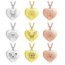 Fishhook Coração do cão de estimação colar corgi chihuahua bulldog sheepdog rosa cor ouro aço inoxidável para mulher homem pingente jóias 2024 - compre barato