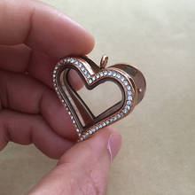 Pingente medalhão cristal coração flutuante, 5 peças, fotografia de aço inoxidável aberto coruja sala memória pingentes joia para as mulheres 2024 - compre barato