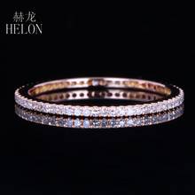 HELON sólido 10k oro rosa anillo pavé brillante diamante Natural completo compromiso para la eternidad anillo joyería fina anillo de diamantes 2024 - compra barato