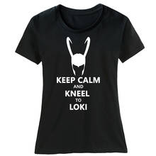 ZIIART-Camiseta de manga corta de algodón para mujer, ropa de verano para mantener la calma y arrodillarse a Loki, para parejas 2024 - compra barato