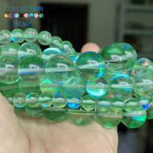 Espaciador de piedra de cristal austriaco verde Natural, cuentas redondas sueltas para la fabricación de joyas, accesorios para pulseras DIY de 6-12 MM, venta al por mayor 2024 - compra barato