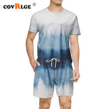 Covrlge Short-sleeved T-shirt Two-piece Men Sets Summer Gradient Digital Printing Loose Plus Size Shorts Suit Men's Trend MSX031 2024 - buy cheap