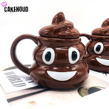 Taza creativa de cerámica para caca, divertida taza de café con tapa personalizada, taza de leche para el desayuno, regalo delicado para amigos CAKEHOUD 2024 - compra barato