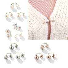3 Pieces White Black Sweater Shawl Clip Double Faux Pearl Brooches Safety Pins M2EB 2024 - buy cheap