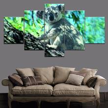 Lienzo impreso en HD para decoración del hogar, pintura de Koala de 5 paneles, obra de arte de pared, imagen de Animal, sala de estar póster para, Modular, enmarcado 2024 - compra barato