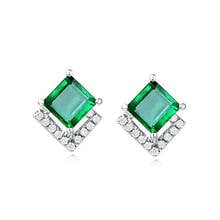 Pouco 6mm verde cristal esmeralda pedras preciosas diamantes brincos para as mulheres branco ouro prata cor jóias bijoux brincos presentes 2024 - compre barato