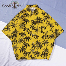 Verão floral impressão digital camisa casual lapela masculina único breasted camisa de manga curta 2024 - compre barato