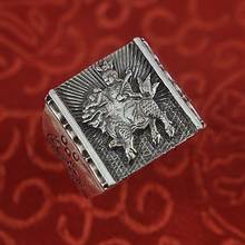 Anillo de plata de ley s999 para hombres, anillo de plata fina con diseño de León kirin, restauración de formas antiguas, manjugri, bodhisattva 2024 - compra barato