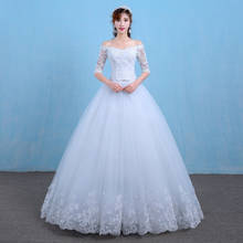 2020 New Wedding Dress Bride with Sleeves Korean Version Summer Long-sleeved Lace One-shoulder   Women 2024 - buy cheap