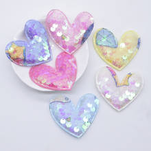 24Pcs Padded Glitter Painted Sequins Heart Appliques for DIY Clothes Hats Sewing Patches Hair Clips Bow Decor Accessories N11 2024 - buy cheap