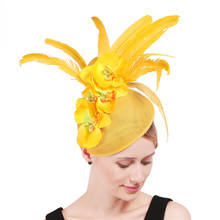 Horquillas elegantes para mujer, accesorios para el cabello de malla con flores hermosas, velo de actuación para novia, tocado amarillo 2024 - compra barato