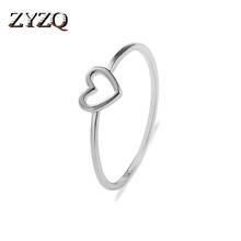 Zyzq anel de coração simples, com design de coração elegante, vazado, duas cores disponíveis, venda por atacado. lote anéis de dedo finos 2024 - compre barato