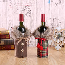 2020 рождественские красные чехлы для винных бутылок сумка Санта Клаус Снеговик льняные Чехлы для бутылки шампанского Рождественская вечеринка домашний декор стол 2024 - купить недорого