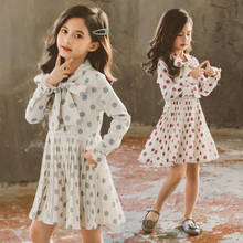 Girls Chiffon Bow Dress Children's College Long Sleeve Polka Dot Princess Dresses 10 To 12 Years  Party Birthday Kids Gift 2024 - buy cheap