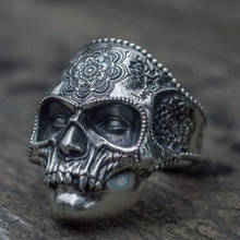 2021 Hot Vintage Mystery Print Skull Rings For Women Men Retro Silver Color Female Male Jewelry Punk Party Accessories Gifts 2024 - buy cheap