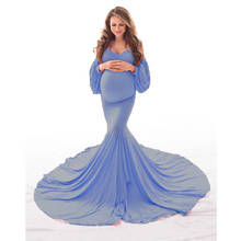 Vestido de maternidade para grávidas, vestido maxi longo com ombro de fora, roupa fotográfica para chá de bebê 2024 - compre barato