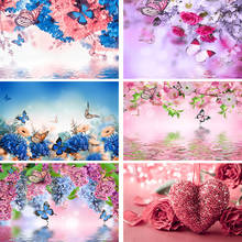 Avezano Butterfly Flowers Background For Photography Water Reflection Blue Pink Floral Baby Shower Photo Backdrop Photozone Prop 2024 - buy cheap