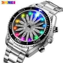 SKMEI Luxury Quartz Women's Watches Creative Colorful LED Light Female Clock Steel Strap Waterproof Wristwatch Relogio Masculino 2024 - buy cheap