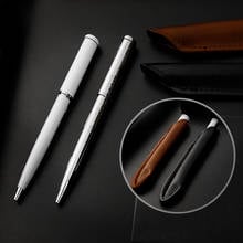 Luxury quality Ballpoint pens Metal BallPen Fashion School Office Supplies Revolving pen leather bag 2024 - buy cheap