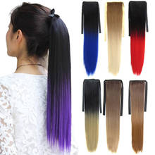 Jeedou Ombre Color Synthetic Ponytails Extension Straight Long Hair Ponytail Blue Pink Gradual Womean False Hairpieces 2024 - buy cheap