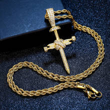 Высококачественный латунный кулон в виде креста с фианитами золотого и серебряного цвета, сверкающее ожерелье в стиле хип-хоп для мужчин и женщин с цепью для тенниса 2024 - купить недорого