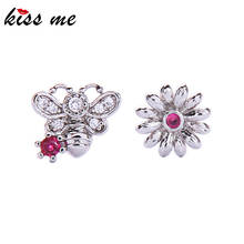 kissme Asymmetric Stud Earrings Exquisite Zircon Insect Bee Flower Earrings For Women White Gold Color Brass New Fashion Jewelry 2024 - buy cheap