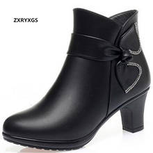 ZXRYXGS Brand Spring Autumn Boots Rhinestone Bow Women Fashion Boots 2022 New Warm Winter Shoe Snow Boots Comfort High Heels 5cm 2024 - buy cheap