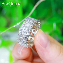 BeaQueen Shiny Full Round Square Cubic Zircon Stones Paved Setting Women Circle Rings Finger Jewelry for Engagement Party R113 2024 - buy cheap