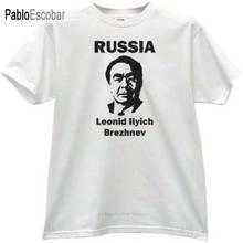 summer cotton t-shirt men brand tshirt Leonid Ilyich Brezhnev Russia T-shirt in white male top tees fashion euro size 2024 - buy cheap