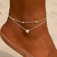Многослойный браслет на щиколотку, с сердцем, для женщин, летние пляжные браслеты на ногу, 2021, милые украшения, M6002 2024 - купить недорого