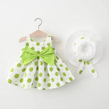 Vestido de princesa para bebês, 2 peças, estampa de bolinhas, vestido de aniversário para meninas, conjunto de roupas de bebê 2024 - compre barato