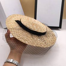 French ladies noble hats fashion women elegant net yarn straw hat wheat straw European and American British royal caps 2024 - buy cheap
