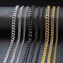 Collar de cadena de eslabones de acero inoxidable para hombre, Gargantilla masculina de Color dorado y negro, regalo de joyería 2024 - compra barato