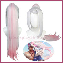 Spirit Blossom-Peluca de cabello sintético para adultos, cabellera artificial de 80cm de largo, color blanco y rosa degradado, para Cosplay 2024 - compra barato