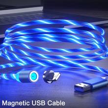 Magnetic LED Flowing USB Bright Cable Micro usb Type C Glowing Lighting Cables For iPhone Xiaomi huawei 1M Luminous Charger Cord 2024 - buy cheap