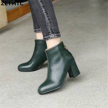 Women Boots PU round toe green block high heels woman stilettos pumps fashion ankle boots for women Мартин сапоги female footwea 2024 - buy cheap