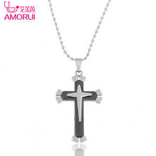 AMORUI-collar con colgante de cruz de Jesús para hombre y Mujer, cadena de cuentas, colgantes para Mujer, joyería, regalo para Mujer 2024 - compra barato