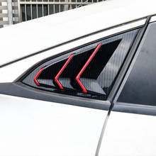 Cubierta de persianas triangulares para coche, cubierta embellecedora de fibra de carbono ABS para Honda Civic 10th Gen 4dr Sedan 2016-2019, accesorios para ventana trasera 2024 - compra barato