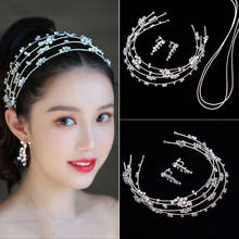 HIMSTORY-Diadema multicapa con diamantes de imitación, accesorios para el cabello, para novia y boda, Color plateado, nuevo estilo 2024 - compra barato