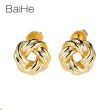 BAIHE Solid 14K Yellow Gold Man Earrings Engagement Earring Trendy Fine Jewelry Gift Real gold Stud Earrings Women Girl Gift 2024 - buy cheap